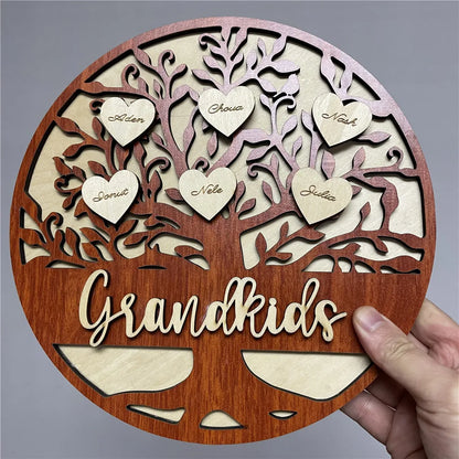 Personalized Family Tree Hanging Hearts Sign