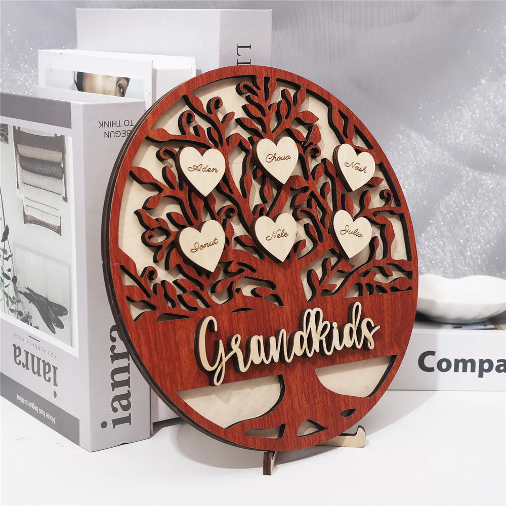 Personalized Family Tree Hanging Hearts Sign