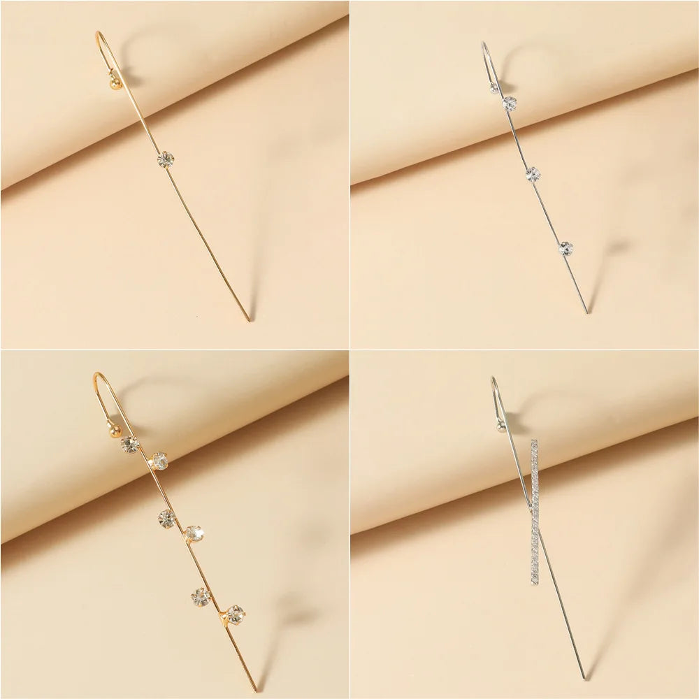 Zircon Inlaid Wrap Crawler Hook Earring