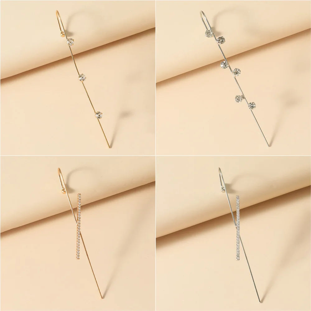 Zircon Inlaid Wrap Crawler Hook Earring