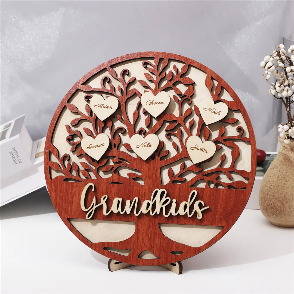 Personalized Family Tree Hanging Hearts Sign