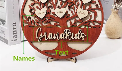 Personalized Family Tree Hanging Hearts Sign