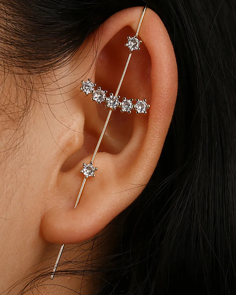 Zircon Inlaid Wrap Crawler Hook Earring