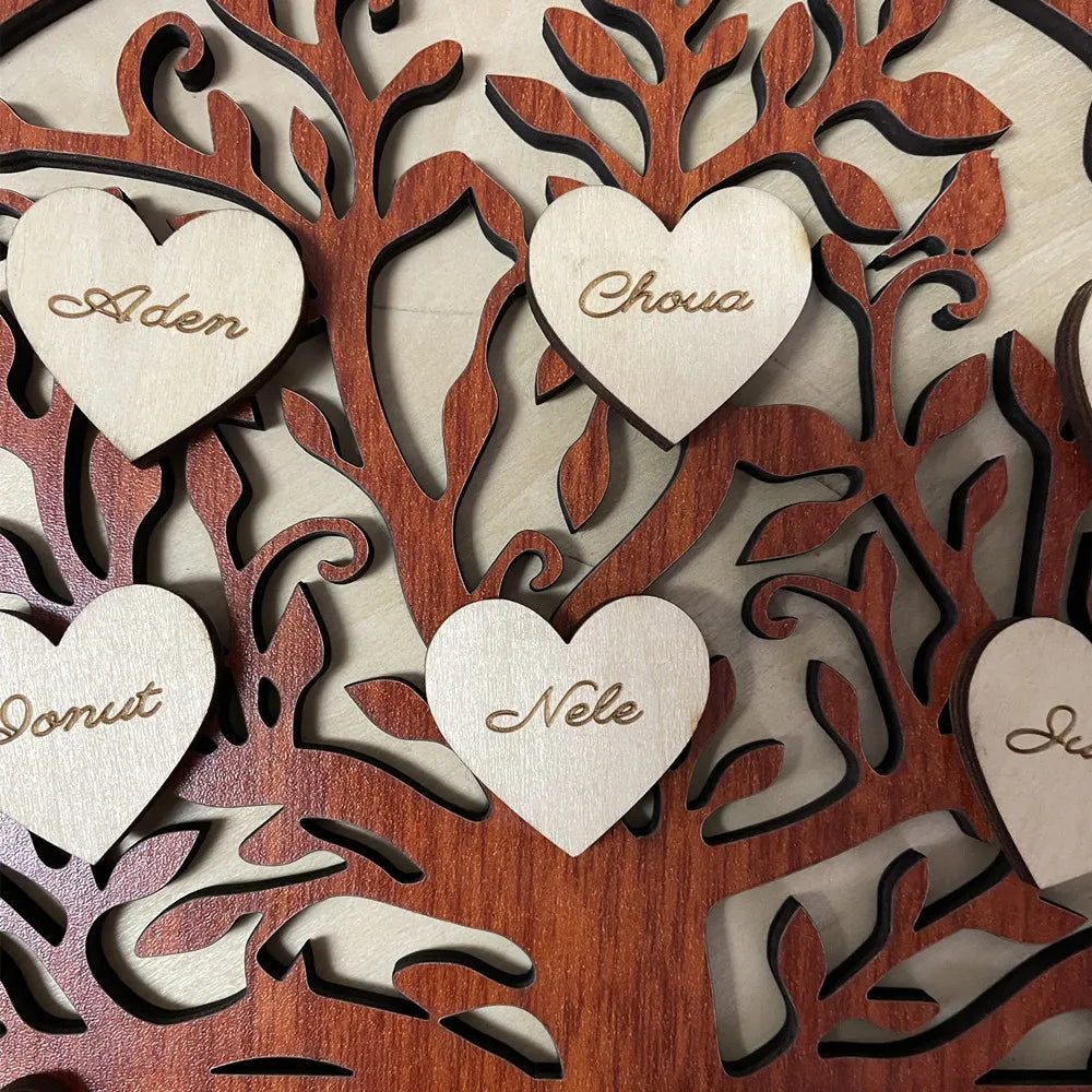 Personalized Family Tree Hanging Hearts Sign