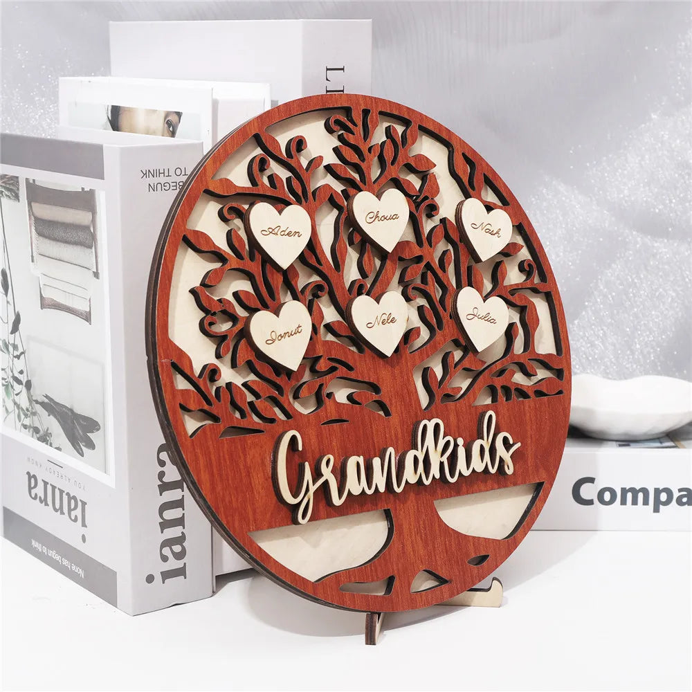 Personalized Family Tree Hanging Hearts Sign