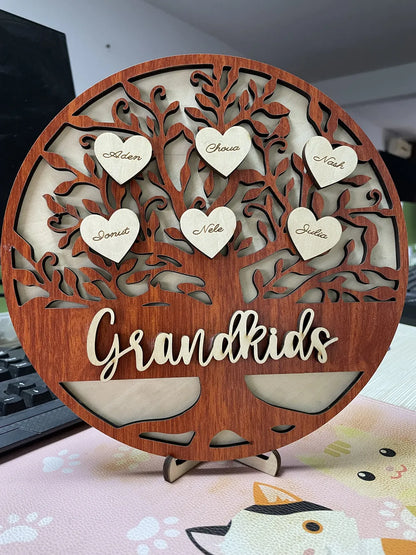 Personalized Family Tree Hanging Hearts Sign