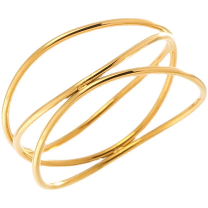 Golden Geometric Multi-Layer Stainless Steel Ring