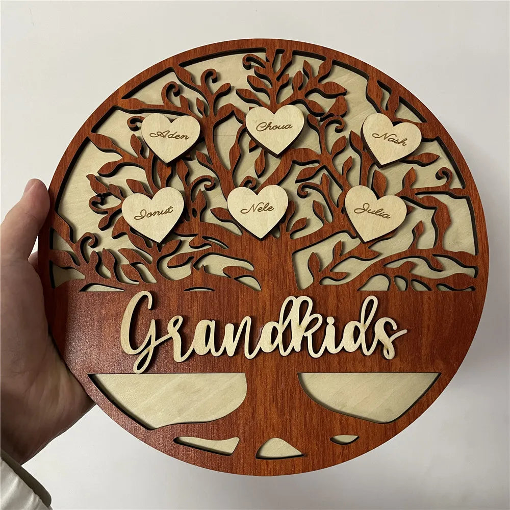 Personalized Family Tree Hanging Hearts Sign