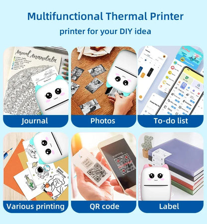 Portable Mini Cat Thermal Printer – Wireless Bluetooth 58mm Photo & Label Printer