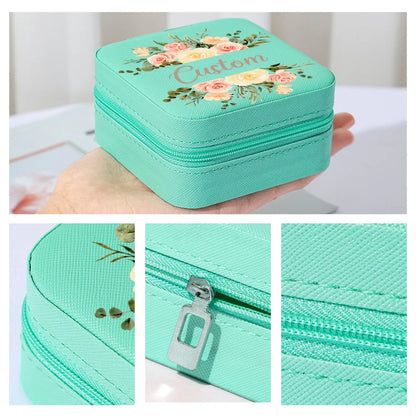 Personalized Floral Jewelry Travel Case