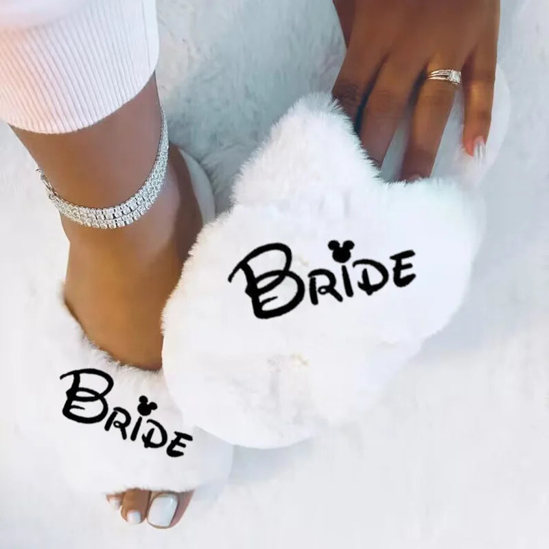 Bride Fluffy Slippers - Perfect for Bachelorette & Bridal Events