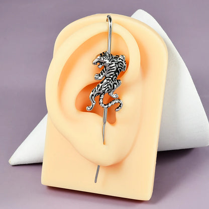 Punk Stainless Steel Cross Tiger Hook Ear Cuff