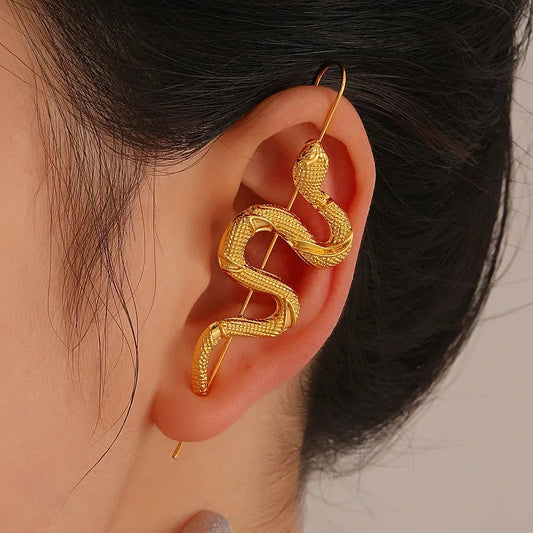 Exaggerated Snake Wrap Ear Crawler Earrings