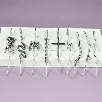 Punk Stainless Steel Cross Tiger Hook Ear Cuff