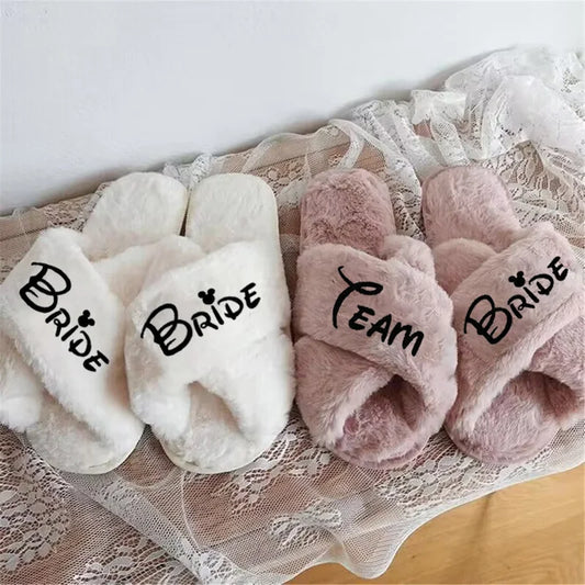 Bride Fluffy Slippers - Perfect for Bachelorette & Bridal Events