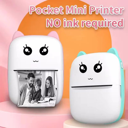 Portable Mini Cat Thermal Printer – Wireless Bluetooth 58mm Photo & Label Printer